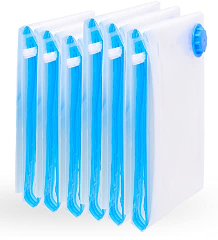 Vakuumbeutel für Kleidung und Bettdecken von figg (6er Set 3x M und 3x S) | Luftdichte Vakuumierbeutel inkl. Etiketten - Staubsauger Vakuum Aufbewahrungsbeutel - Auch für Reisen