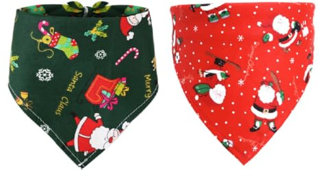 JTKREW 2 Pièces Bandanas de Chien de Noël, Foulard pour Animaux de Compagnie, Décorations et Cadeaux pour Chats et Chiens