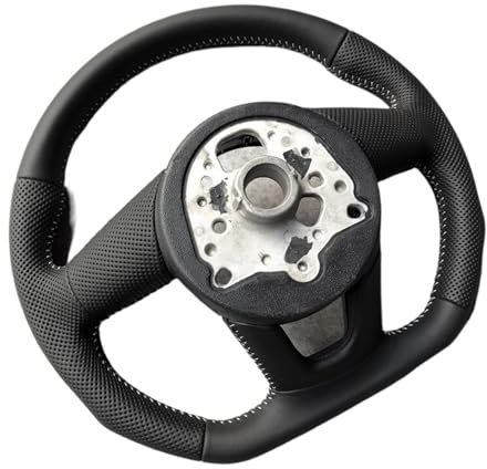 Boshu daili Store Vollständig perforiertes, halbperforiertes Lenkrad, kompatibel mit Audi A3 A4 A5 S3 S4 S5 2017–2022, Leder-Sportlenkrad mit Flacher Unterseite (Color : S logo-01)