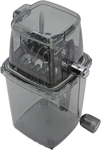 ARKEM Hand Crank Ice Crusher, Multi-Purpose Hand Crank Ice Shaver, Household Manual Plastic Ice Crusher, Small Transparent Hand Crank Ice Crusher, Beverage Store Ice Crusher-Gray