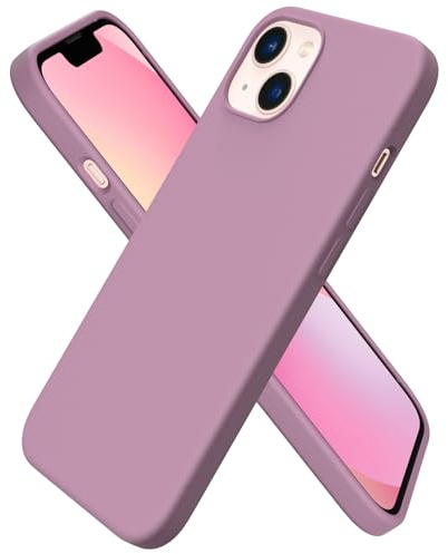 ORNARTO Coque pour iPhone 13 Silicone Mauve Rose