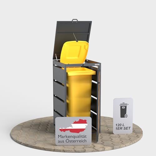 Dagobert Mülltonnenboxen für 120 Liter Mülltonne stabile Mülltonnenbox 1er | Verzinkter Stahl, Robuste Mülltonnenverkleidung, Verwendbar als Paketbox, Mülltonnen Unterstand