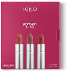 KIKO Milano Powdery Lip Set 01 | Make-Up-Set: 3 Lippenstifte Mit Pudrig-Matten Finish