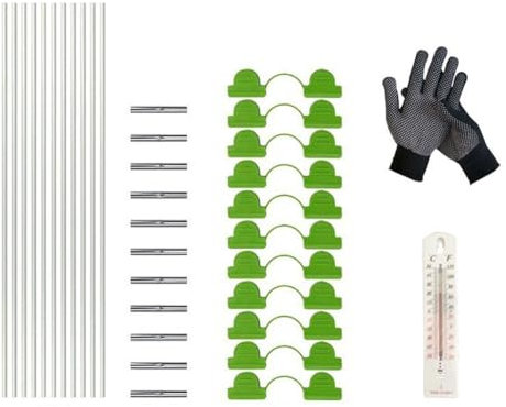 Lodokdre 25-Teiliges Set mit Abnehmbaren Pflanzenstäben für Den Gewächshaus-Schleifentunnel, Rostfreies Glasfaser-Pflanzenstützrahmen-Set