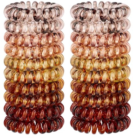 JessLab Lazos de Cabello en Espiral, 20 Pcs Traceless Cable Telefónico Sin arrugas Bobina de Plástico Titulares de Cola de Caballo sin Daños Accesorio para el Cabello para Niñas Mujeres Damas Regalo