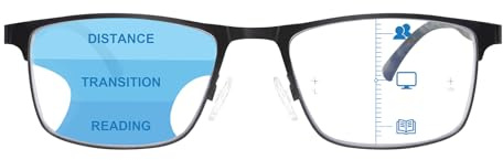 SKYWAY Progressive Multifokal Anti-Blaulicht Lesebrille Herren Damen Leichte Mentale Rahmen Federscharnier Computerbrille Gleitsichtbrille Lesehilfe 1,75