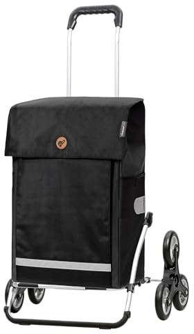 Andersen Einkaufstrolley - klappbar - 61 Liter - Treppensteiger - Aufhängung für Einkaufswagen - belastbar 50 kg - Aluminium - Trolley - Rad Ø 3 x 13 cm - Cargo Shopper XXL Martje schwarz