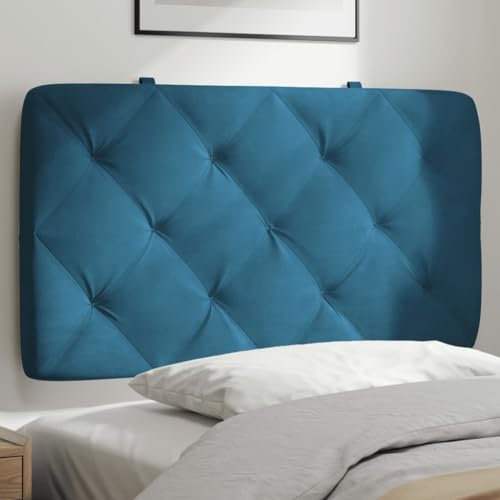 Homgoday Kopfteil-Kissen Bett Kopfkissen Kopfteilpolster Kopfpolster Rückenkissen Wandkissen Bettkopfteil Rückenlehne für Bett Schlafzimme Blau 90 cm Samt