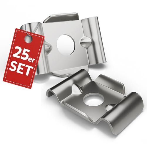Qualinos 25x Doppelstabmattenzaun Befestigung Butterfly Klemmplatte, stabil | für Metallpfosten mit vorhandenem Klemmhalter, Sicken für zusätzliche Stabilität, korrosionsbeständig im Außenbereich