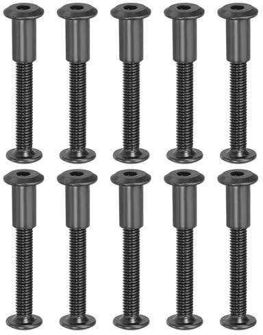 PATIKIL 20 kit Tornillo de Conexión, M6*40mm Postes de Tornillo de Unión Hexagonal Tornillos Chicago de Encuadernación Acero al Carbono Manguito para Muebles Cinturón Armario, Negro