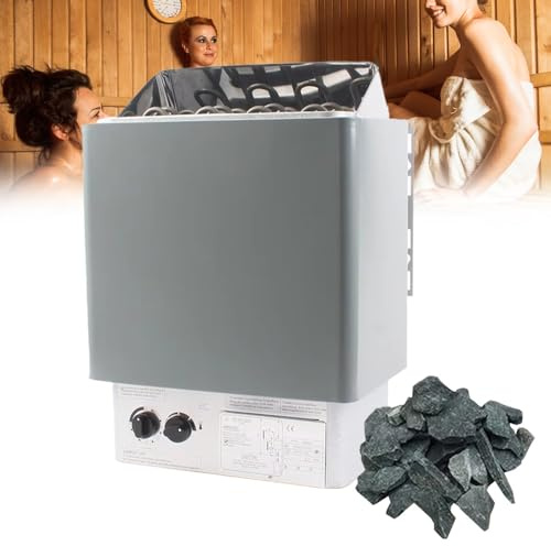 XCSCUK Estufa de Sauna eléctrica, Calentador de Sauna de Acero Inoxidable, Estufa de Sauna de Vapor seco para baño, para saunas domésticas, gimnasios, spas (6kw/380v)