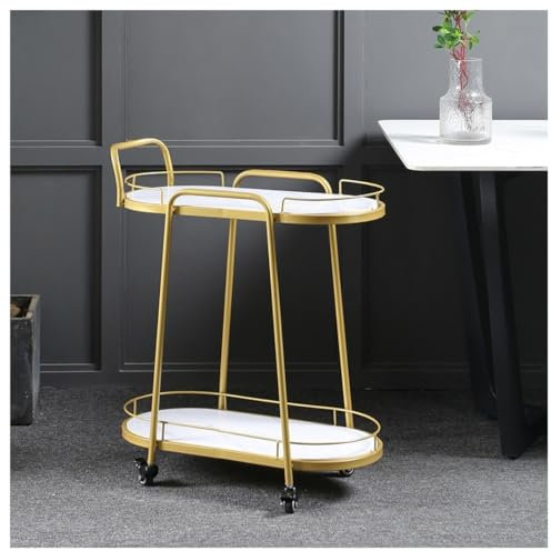 küchenwagen　 Rollwagen Trolley Barwagen Rollen Servierwagen Küche Metallrahmen Bar Servierwagen Räder Mit Bremse Kuchenwagen　Kitchen Trolley(B,2-Tier)