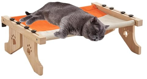 Persico per gatti per davanzale | Lettino per gatti in legno | Nido regolabile per davanzale, lettino per gatti con cuscino per interni di grandi dimensioni
