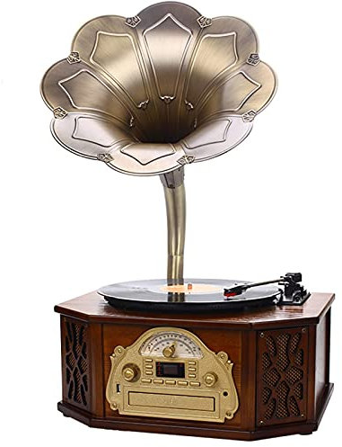 UQACHG Phonographe Gramophone Platine Vinyle avec Haut-parleurs Contrôle du Système Stéréo 33/45 RPM, Sortie CD/AUX/USB/Bluetooth/Lecteur CD