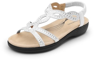 DREAM PAIRS Women's Dressy Summer Beach Sandals,Size 6.5,White