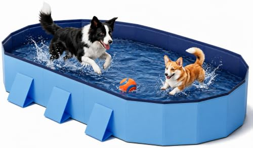 Raxurt Hundepool Faltbar 180 cm, Hundepool Groß mit Stabiler Achteckiger Struktur, Hunde Pool aus PVC rutschfest mit Verstärkten Seitenwänden für Garten & Outdoor