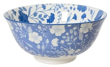 Bol 15 x 7 cm en porcelaine avec motif floral – Bols et bols – Bol de service, saladier, bol à fruits, bol à dessert, céréales – Vaisselle vintage pour printemps, Pâques, été, bleu clair