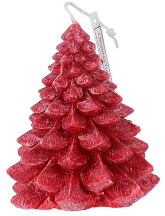 Amosfun Weihnachtskerze Weihnachtsbaum Form Aromatherapie Handgemachte Wachskerze Rotes Eisblumenwachs Weihnachtsdeko Wohnzimmer Schmuck