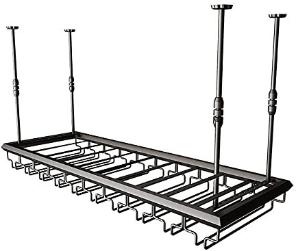 Soporte de metal ajustable para colgar copas y botellas de vino para bares, cocinas, restaurantes, ahorro de espacio (120 cm)