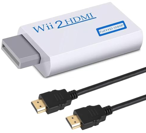 DILUSILK Wii to HDMI Adapter (White) with 1.5m Cable & 3.5mm Audio Video Output Jack Plug and Play Works for All Wii Display Modes