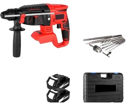 Trapano A Percussione Elettrico Ricaricabile A Batteria Brushless Con A For Da 18 V Robusto E Facile Da Usare(2 Battery)