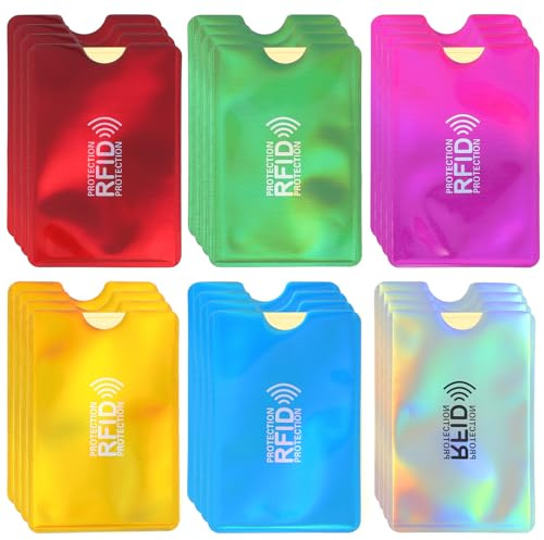 Juego de 12 fundas para tarjetas de bloqueo RFID, juego de fundas seguras de protección contra robo de identidad, funda protectora de tarjeta de crédito, funda de bloqueo RFID, diseño delgado de