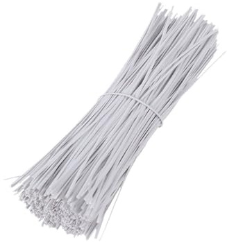 BUGUUYO 1000 pièces Serre-câbles Fil Métallique Revêtement Plastique Blanc Attaches Réutilisables Flexibles pour Organisation Câbles à Domicile et Bureau