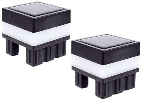 POPETPOP Farolas Solares para Exteriores de Forma Cuadrada para Postes de Cerca, Luz de Columna Gris Doble Color, 2 Piezas, Resistente al Agua Ip55 para Jardín y Terraza