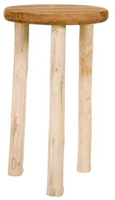 mgc24 Runder Hocker aus massivem Teakholz, Ø 25 x 42 cm | Massivholz, rundes Design, dekorativ, als Beistelltisch, Pflanzenständer oder Möbelstück, für Innen- und Außenbereich
