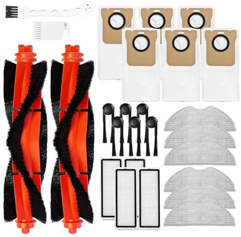 Tidevib Kit di accessori di ricambio Robot per aspirapolvere H40/OV51 con 2 spazzole principali, 4 filtri, 6 spazzole laterali, 6 panni mocio, 6 sacchetti per la polvere e 2 spazzole per la pulizia