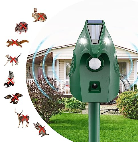 Solarbetriebenes Katzenschreck für Garten, Katzenschreck Ultraschall Solar wasserdichte, Garten Katzenabwehr Marderschreck USB Aufladung, Automatisch Katzen Tiervertreiber für Hunde, Tauben