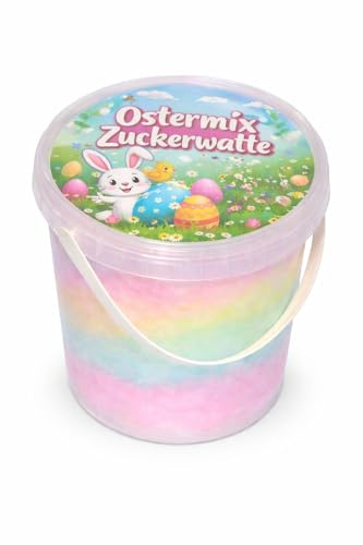 Ostermix Zuckerwatte – Bunte Frühlings Edition im Eimer | 4 fruchtige Sorten | Perfekt als Ostergeschenk & Mitbringsel | 50g