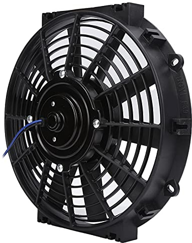 SALALIS Radiador de Ventilador de Refrigeración Eléctrico de 10 Pulgadas, Alta Potencia, 80W, Flujo de Aire, 2100RPM, para Compartimento de Motor de Coche Universal, Color Negro