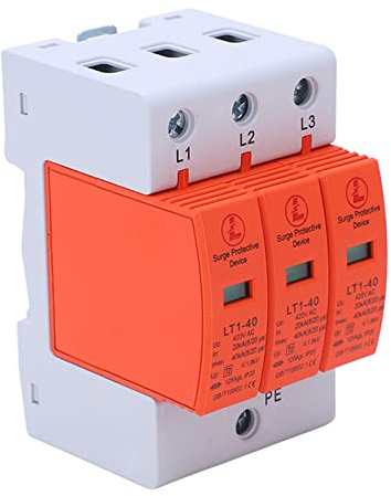 FTVOGUE Dispositif de Protection Contre Les Surtensions 3P AC420V 20 à 40KA Protecteur de Disjoncteur monté sur Rail pour équipement de Contrôle de Distribution d'énergie Installation de Panneau