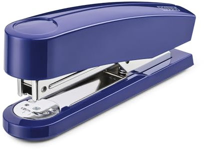 NOVUS Heftgerät B2 (25 Blatt Heftleistung, Oberlademechanik, Metallgerät mit Kunststoffmantel, inkl. 200 Heftklammern) blau