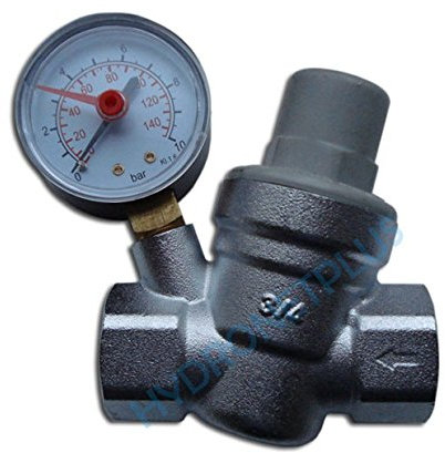 Water Pressure Reducing Valve 3/4 Female for 22mm Pipe with Gauge
