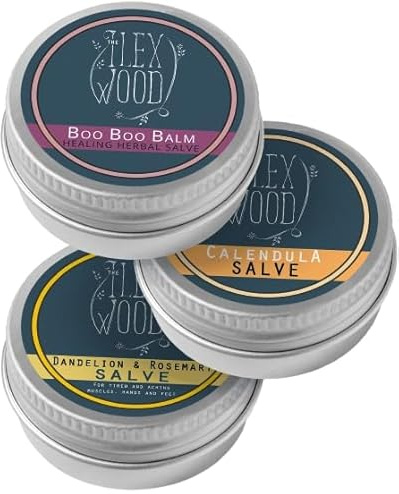 The Ilex Wood Ensemble cadeau de baumes végans à base de plantes pour soulager la peau 3 x 100 ml Fabriqué à la main. 100% naturel. Sans cruauté envers les animaux Sans plastique.