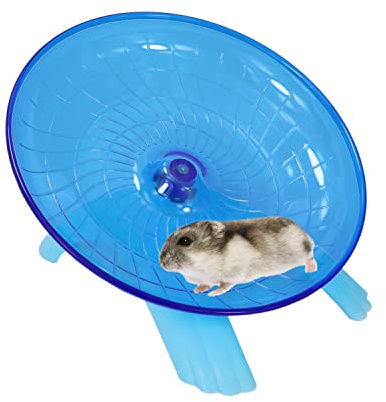 Hamster Flying Saucer Silent Running Exercise Wheel for Gerbil Rat Mouse Hedgehog Small Animals (Blue)