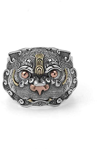 Bague Pi Xiu pour homme, bague Pixiu de la mitologie chinoise, anneau amulette PiXiu animal chance, bague porte-bonheur Feng Shui, bague de bijoux pour attirer la richesse, NON, non.