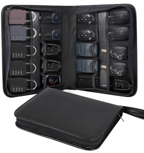 Portable Zippered Key Case,Car Key Holder Leather Key Organizer Case Combination Lock Storage Bag Key Binder Zipper Key Organizer Box Car Service Key Box Portable Manager & Landlord Key Holder Book