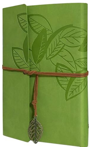 JJiaoLinin Carnet de Notes, Carnet De Voyage A5 Journal Intime Carnet De Notes Vintage en Cuir avec Pages Vierges Carnet de Notes Rechargeable en Cuir pour Fille et Garçon Femmes Hommes, Vert Herbe