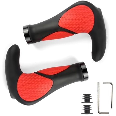 GZERMA Fahrradgriffe Ergonomisch MTB Griffe mit Zwei Seiten Lock-On Design Horn Lenkergriffe 22 mm Fahrrad Griffe für E-Bike Trekkingrad Mountainbike Tourenrad Rennrad