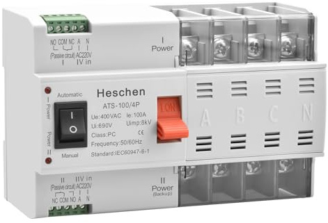 Heschen ATS - Interruptor automático de doble corriente ATS-100 4P 100 A 400 V CA 8 kV clase PC automático / manual para conmutación de circuitos