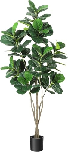 Fikonträd konstgjord lyra stor storlek 180 cm - falsk ficus lyrata hög densitet för inomhus/utomhus dekoration - grön växt för hem/kontor/vardagsrum - hängande presentidé