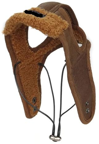 Hundemütze aus Kunstleder, lustige Fliegermütze für große Hunde, Weihnachts-Kostüm, Geschenk in 5 Größen (S-2XL), warme Winter-Kopfbedeckung (Braun, XXL)