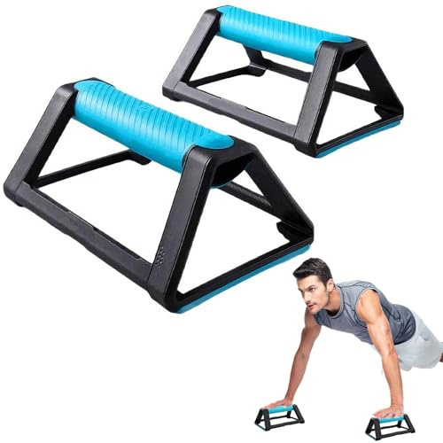 2 agarres para flexiones, tabla de flexiones con mango de silicona, base antideslizante, portátil, apilable, agarres para handstand, empuñaduras para paralelas, calistenia en paralelas, barras push up