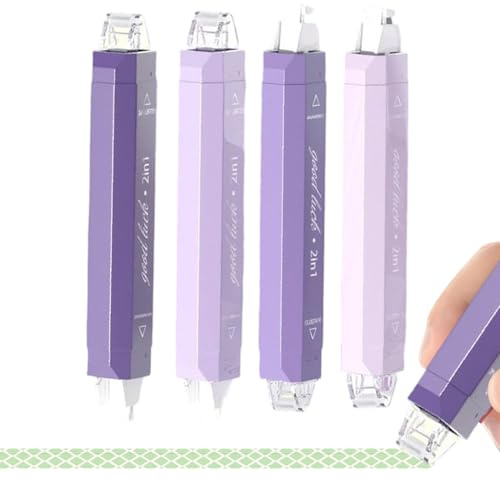 Générique Lot de 4 stylos à ruban adhésif double face, correcteur et stylo colle, rouleau de ruban adhésif pour loisirs créatifs, scrapbooking, photo, journal, bricolage
