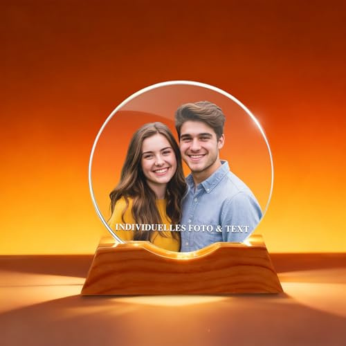 Personalisierte Foto Schneekugel mit Foto Text, Weihnachtliche Personalisiert Kristallkugel, Passendes Geschenk für Werdende Eltern, Familie, Männer, Frauen (Benutzerdefinierter Fototext 1)