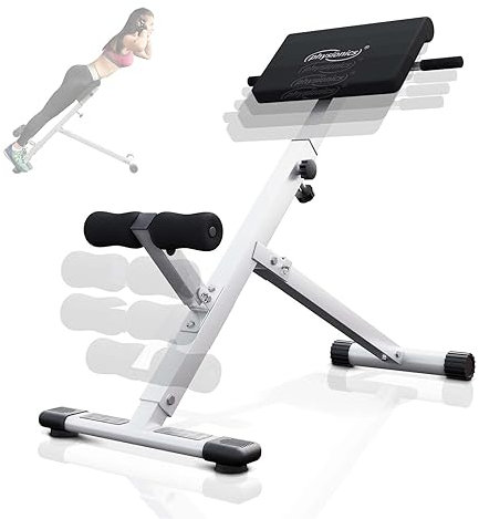 Physionics® Hyperextension Rückentrainer - klappbar, höhenverstellbar, 45°, mit gepolsterter Beinfixierung, max. Belastung 120 kg - Bauchtrainer