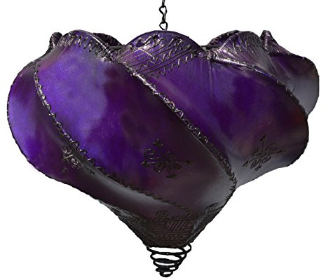 Henna Lamps & Sconces Handmade Henna Moroccan Leather Lamp Purple